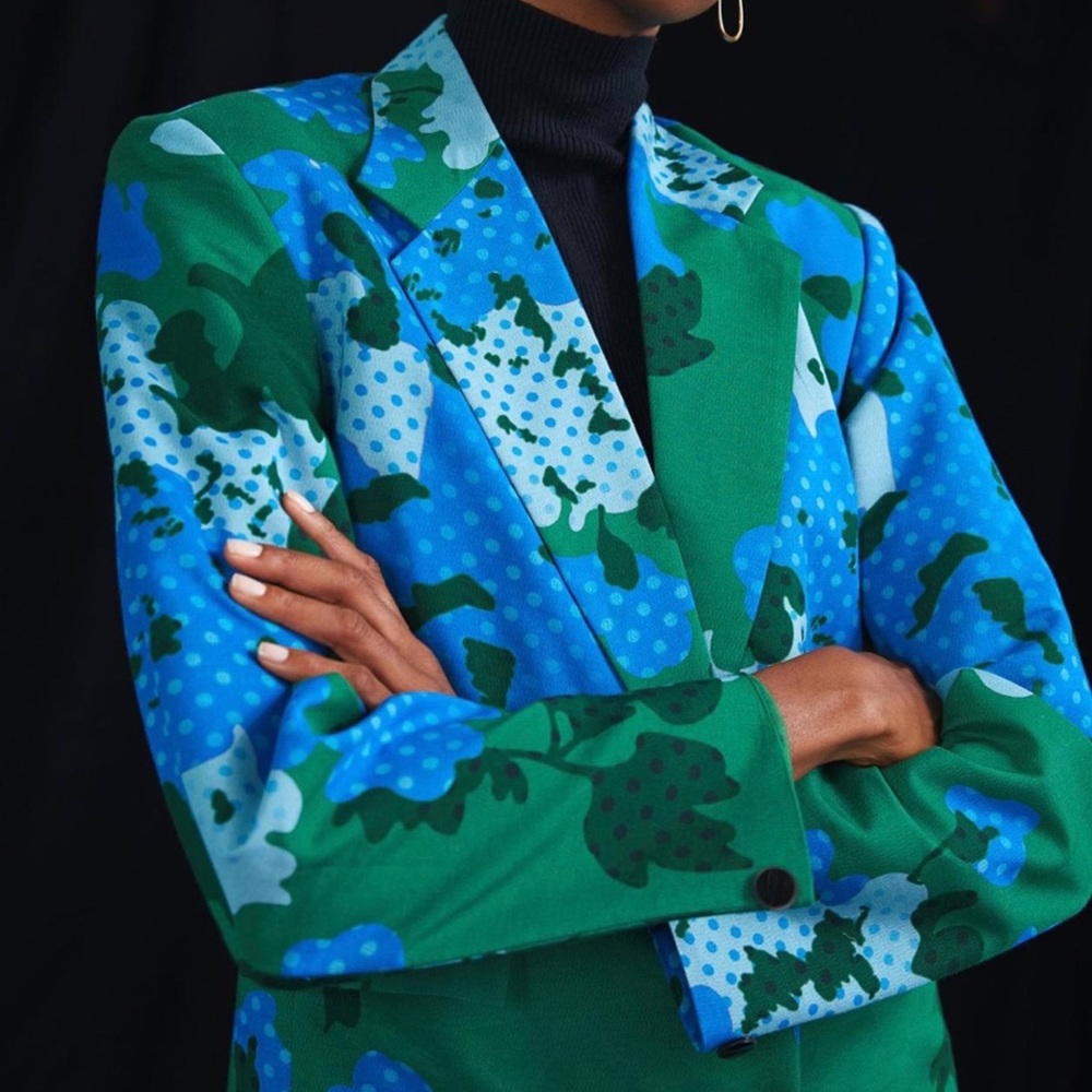 Anthropologie Emerald Floral Print Women’s Blazer